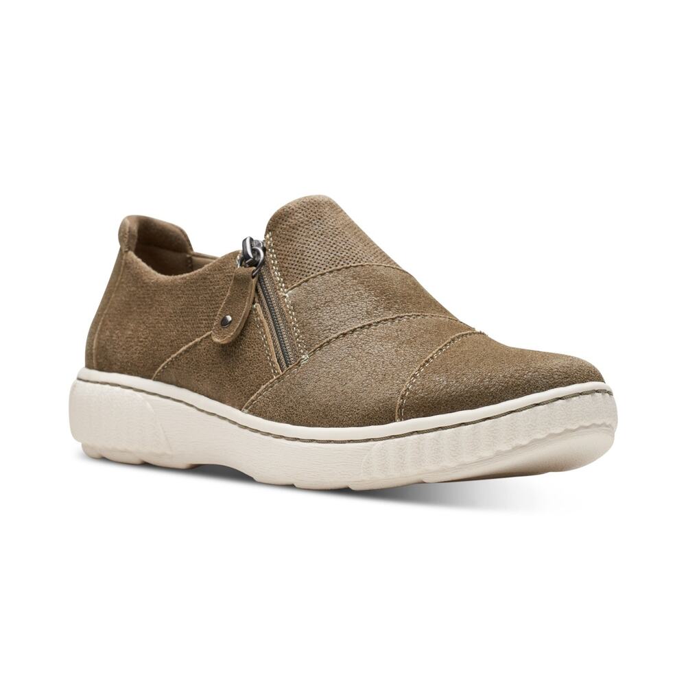 NWT Clarks Women's Caroline Grace Oxford, Olive Suede, 7.5